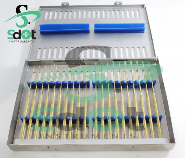 Rhoton Micro Dissector Expanded 20 PCs Set Gold Plasma Coating With Case Neurosurgery SdOt Instruments