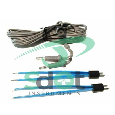 2 X Bipolar American Forcep 14cm Tip 1mm Straight + 3MTR Cable Electrosurgery CE