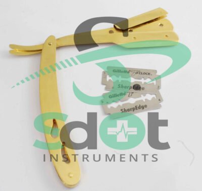 Pro Hairdressing Gold Barber Shaving Razor SdOt Instruments