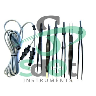 6 X Bipolar Forceps 3 X Str & 3 Cvd 14CM & 3 MTR Cable Vet instruments