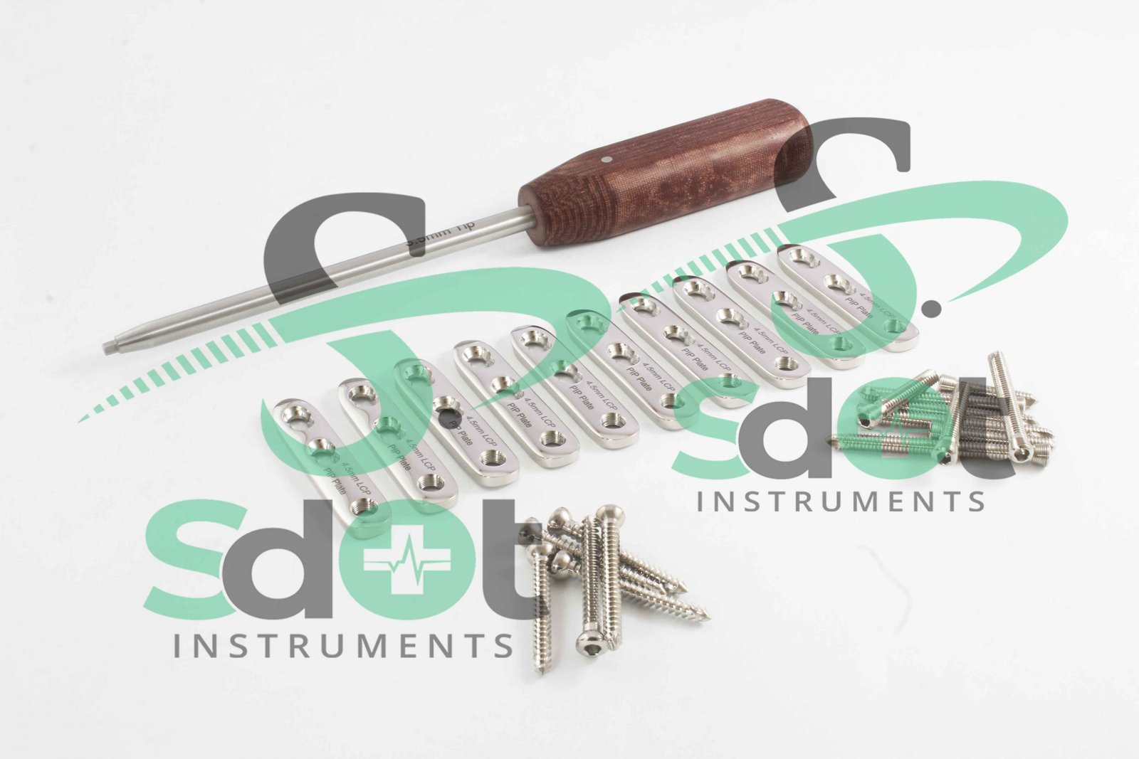 4.5mm Locking Compression Plate ( LCP ) Narrow PIP Plate, Locking Cortical Screw Set & Screw Driver 121 Pcs Ortho/Vet Implants By SdOt Instruments