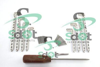 3.5mm LCP Anterolateral Distal Tibia Plates & Locking Cortical Screws, Locking Sleeve + Screws Driver Set of 130PCs By SdOt Instruments