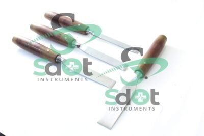 Capener Osteotome Chisels & Mallet Fiber Handle 4 PCs Set Veterinary Orthopedics By SdOt Instruments