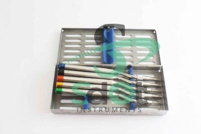 Set of 5 Sinus Lift Osteotome Kit Offset Concave Tips Dental Implant W/ Cassette by SdOt Instruments