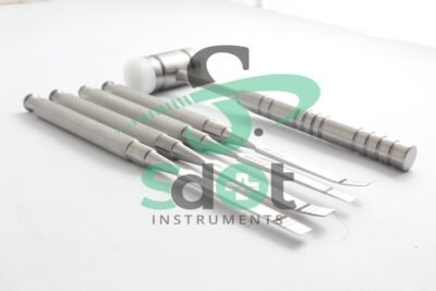 Ridge Splitting Bone Chisels with Mead Mallet Dental Periodontal Inst 5 PCs Set By SdOt Instruments