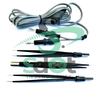 3 X Bipolar Forceps Straight 14CM With 3 MTR Cable Veterinary Instruments