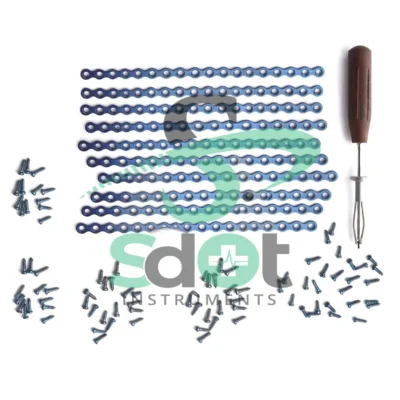 10 Maxillofacial Mini Plates /80 Pcs Titanium Screws 2.0 and Screw Driver By SdOt Instruments