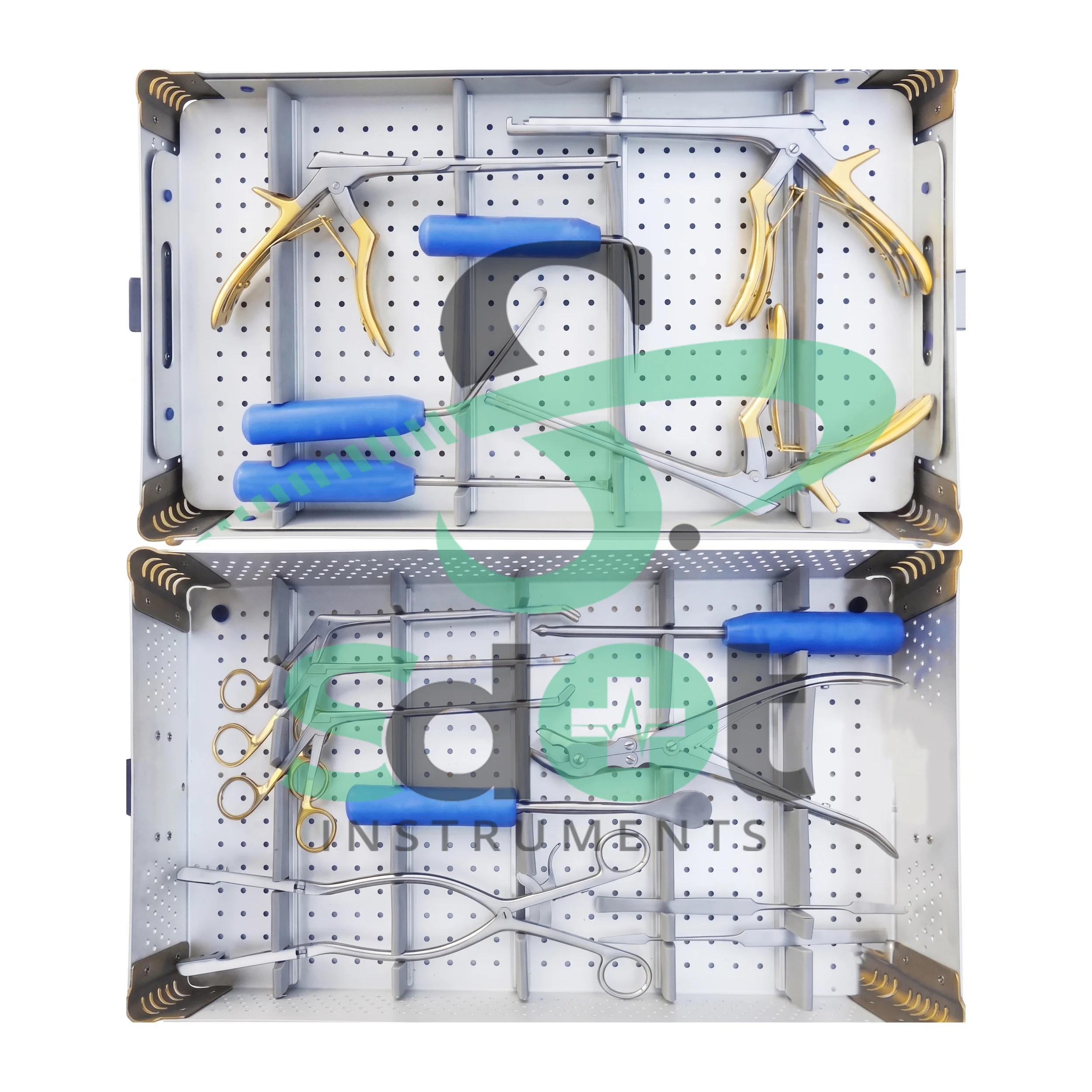 Laminectomy Spine Instruments Set of 18 Pcs With Aluminum Sterilization Box By SdOt Instruments