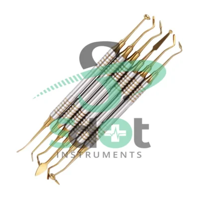 6 Pcs Dental Composite Filling Instrument Gold Titanium Coated Restorative Kit By SdOt Instruments