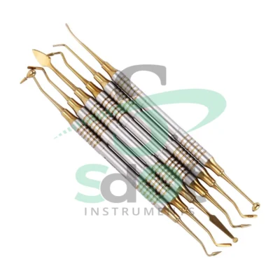 Dental Composite Filling Instrument Gold Titanium Coated Restorative Kit By SdOt Instruments