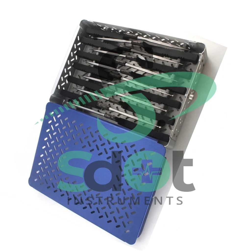 Cervical Bayonet Style Curettes with Aluminum Box 13 PCs Set Neurosurgery Instar By SdOt Instruments - Image 4