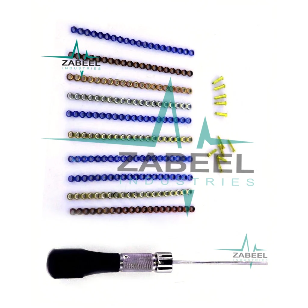 Maxillofacial 2.0mm 10 Plates 20 Hole With 80 Crosshead Screws 1 Screwdriver Set By SdOt Instruments - Image 2